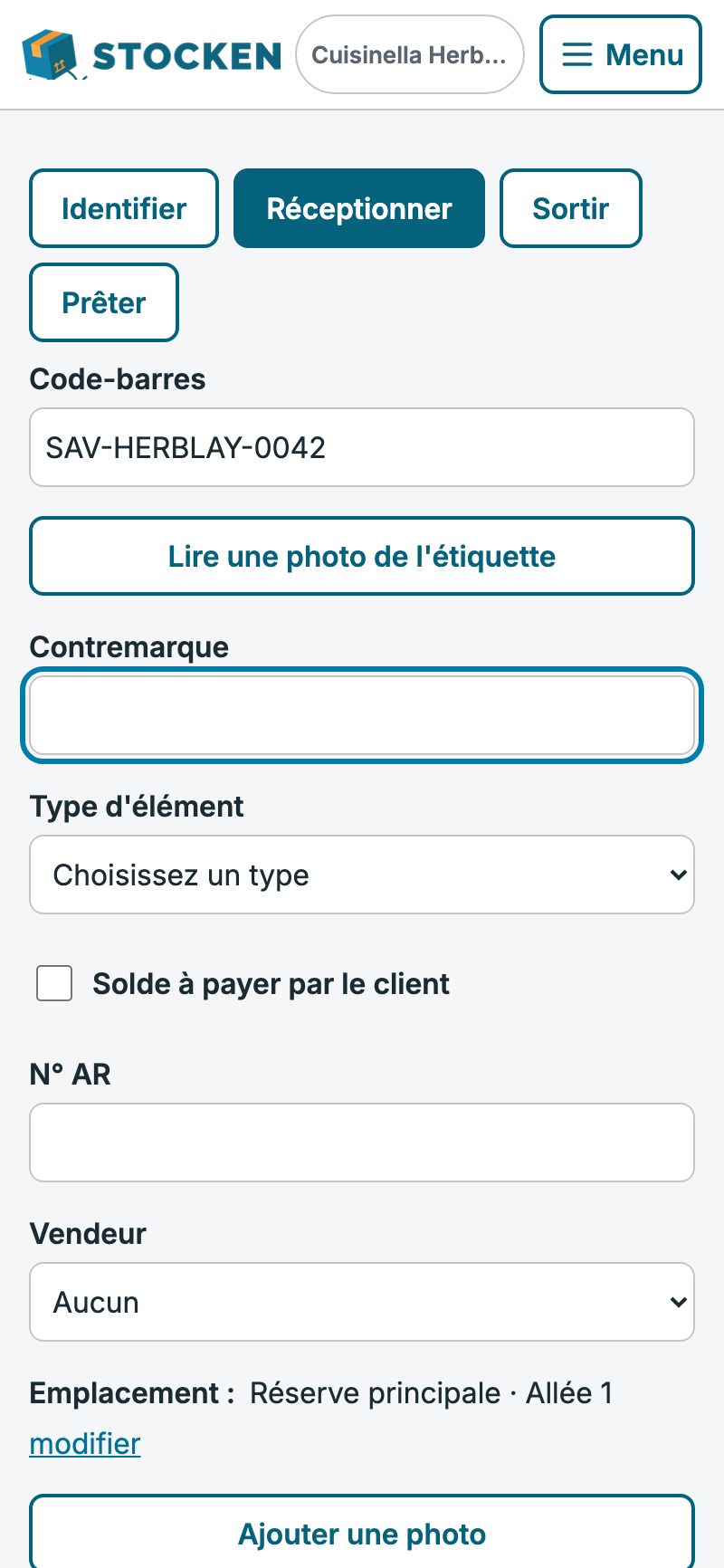 L'écran de scan en mode Réceptionner, sur un téléphone, pendant la réception d'une navette.